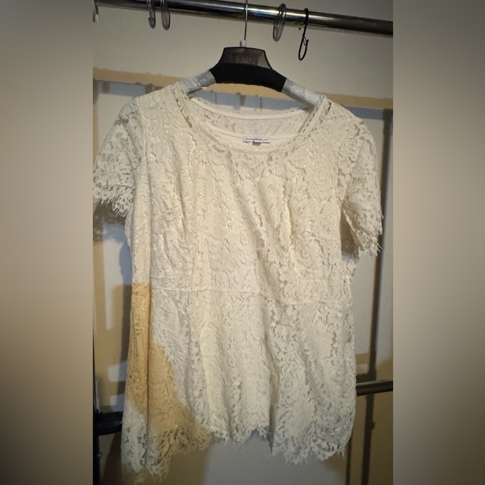 Issac Mizrahi Cream Lace Women's Top